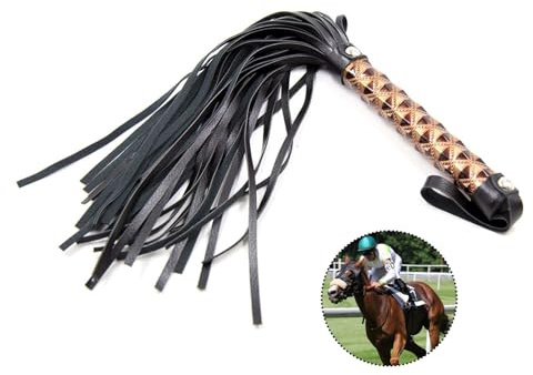 XQEUMC Fouet en Cuir Frangé, Fouet d'entraînement équestre en Cuir,pour Performance de Scène, L'entraînement à L'équitation,Accessoires de Costume (Brun)