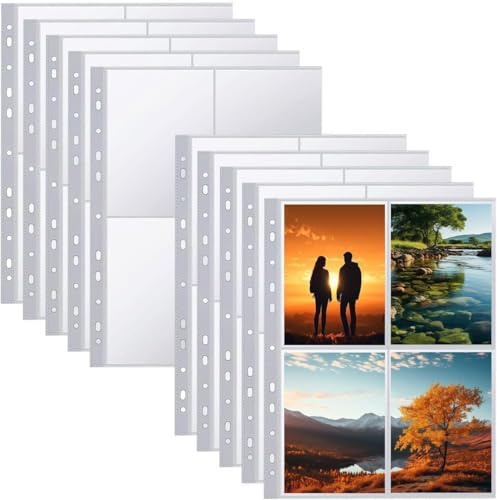 400 buste trasparenti per foto formato A4 2/3/4, per album fotografici, formato A4, per cartoline, con tasche trasparenti per foto