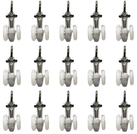 30 Piezas Polea para Pista de Cortina, Gancho de Polea para Ventana, Polea para Pista de Cortina Silencioso, Doble Rueda de Polea de Carril de Metal