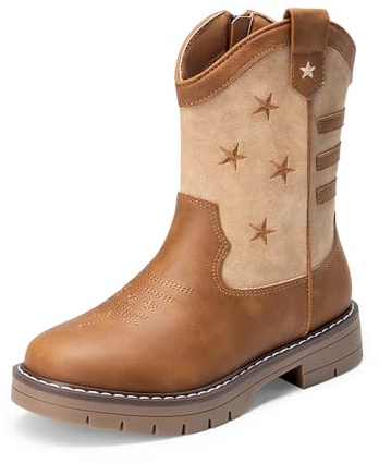 DREAM PAIRS KIDS Classic Western Boots,Light Brown,10 Little Kid