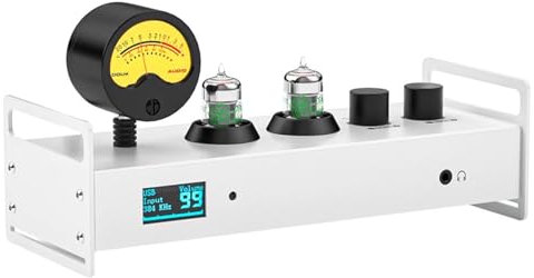 Preamplificatore Valvolare Bluetooth, Preamplificatore Audio a 2 Canali, Amplificatore per Cuffie Hi-Fi, con Misuratore VU, Ottico, Coassiale, Telecomando, per Altoparlanti HiFi Domestici