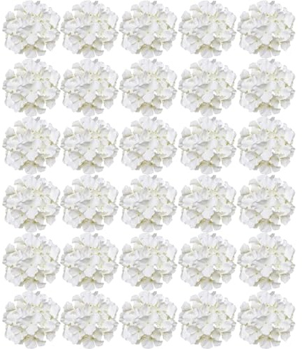 FagusHome 30 st huvuden hortensia blomma ingår inte konstgjorda stjälkar blommor 18 cm konstgjorda icke-stjälkar falska hortensiablommor för dekoration (krämig vit)