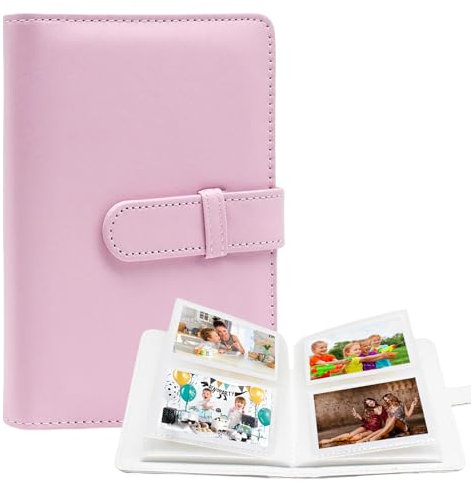 LUMOOM Piccolo album fotografico con 64 tasche, mini album da taschino, per film da 2 x 3 pollici, foto di famiglia, album fotografici, compatibile con Fujifilm Instax Mini Film/Kpop Photocards (rosa)