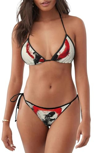 UUIKLPOL Taekwondo Design Print Sexy Two Piece Swimsuit for Women,Thong Bikini Sets,Perfect for Beach and Pool Black