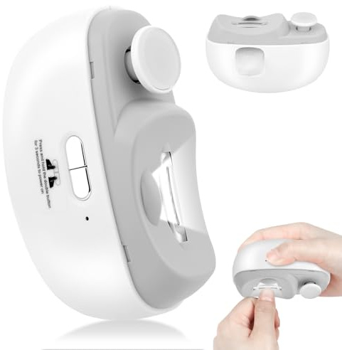 AOOWU Tagliaunghie Elettrico, 3 in 1 Nuovo Tagliaunghie Automatico Electric Nail Clipper con Funzione Lucidante e Luce Intelligente, Ricarica USB, 2 Velocità Regolabile, per Neonati, Adulti, Anziani