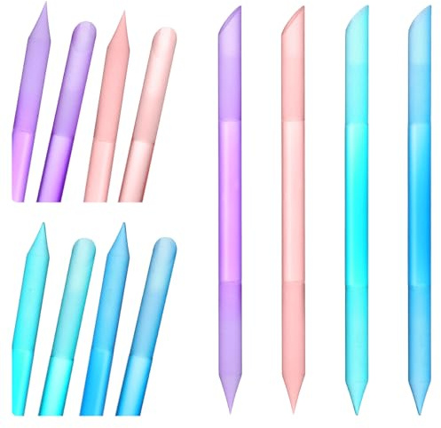 LXUEJIE Glass Cuticle Pusher Set of 4, Dual-Ended Manicure Stick, Cuticles Remover Tool, Crystal Cuticle Pusher Glass File Long-Lasting and Double-Sided Reusable Glasses Stick for Nails and Cuticles