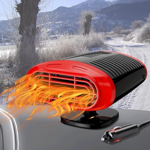 KQLHLHDYZ Riscaldamento auto portatile 12 V 150 W per l'inverno antiappannamento sbrinatore 2 in 1 funzione di riscaldamento e raffreddamento con rotazione a 360° per parabrezza auto riscaldamento