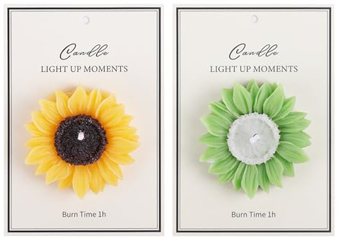 Handmade Soy Wax Candle Set - 2PCS Sunflower Shape Scented Candles (1 Orange, 1 White), Non-Toxic Natural Candles, Souvenir Gift for Women, Christmas Gifts, Birthday Gifts, House Warming Presents