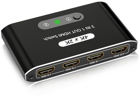 Splitter HDMI telecomando, 3 in 1 fuori scatola di commutazione HDM, selettore HDM a 3 porte in alluminio,supporta 4K HD 3D 1080P per decoder Fire Stick Nintendo Switch Xbox PS4 DVD Blu-Ray