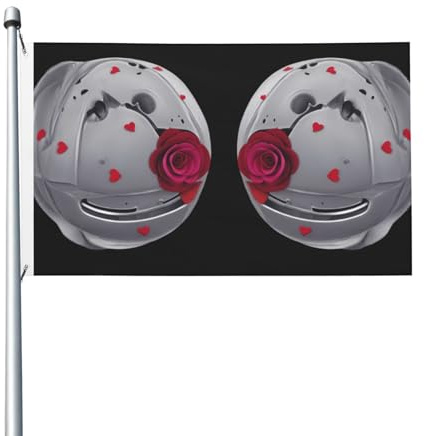 Bandera de fiesta impresa con rosas de tierra de 3 x 5 pies con ojales, adecuada para fiestas y campamentos
