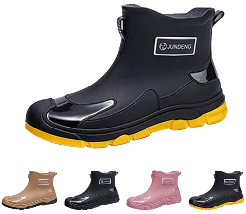 Generiska gummistövletter dam slip-on-stövletter dam vattentäta regngummistövlar unisex regnskor fiske trädgårdsskor bekväma korta stövlar halkfria stövlar