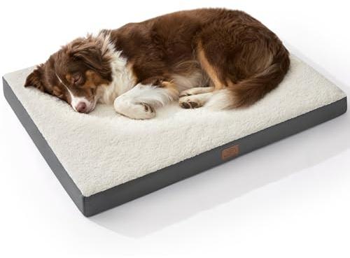 Bedsure Dog Beds Large Sized Dog - Comfy Flat Pet Beds with Removable Washable Cover, Orthopedic Egg Crate Foam Puppy Mat, Suitable for Pet Up to 65 lbs