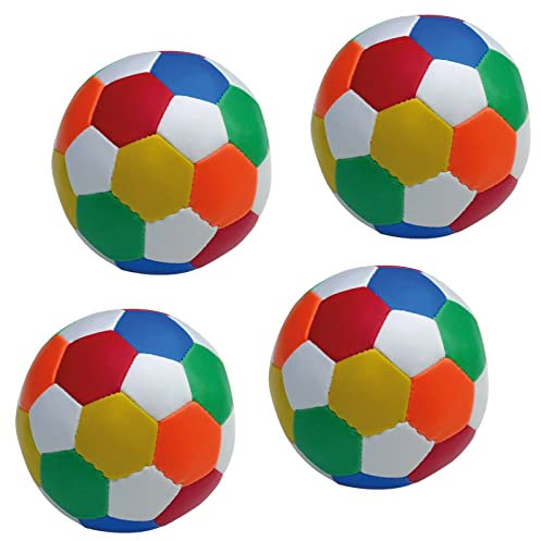 alldoro 63092 Softball 4er Set, aus Schaumstoff, Fußball für Kinder und Babys ab 0 Monaten, indoor, outdoor, Ø 10 cm, bunt, schwarz/weiß