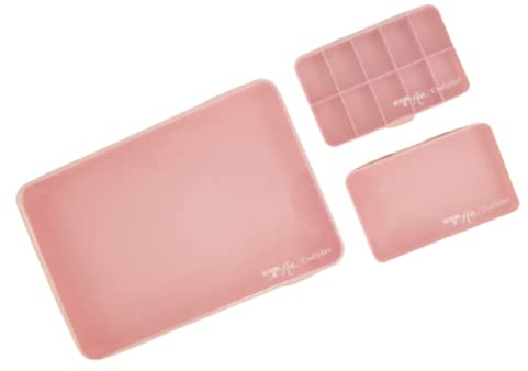 Craftelier - Set de 3 Cajas de Almacenaje y Organización para Materiales de Scrapbooking y Manualidades | 2 Tamaños: Caja Grande 26,5 x 17,8 x 4,2 cm y Pequeñas 14,6 x 9,1 x 3,2 cm - Color Rosa