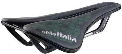 Selle Italia MODEL X LEAF - Green 100% Sostenible, Cómodo Sillín de Bicicleta de Carretera en Gel y Agujero Superflow, Sillín de Bici de Carreras Future rides Green - Talla L3, Negro/Verde