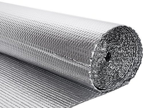 Panana 1.2x10m Aluminum Insulation Roll Double Foil Single Layer Air Bubble Roll for Roof /Loft /Wall /Home /Caravan, Silver