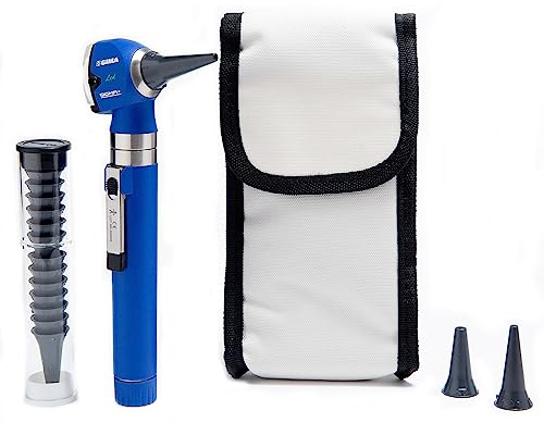 GIMA Otoscopio Sigma con Luce Led, in Plastica Rinforzata Leggera e Resistente agli Urti e in Acciaio Inox, Blu