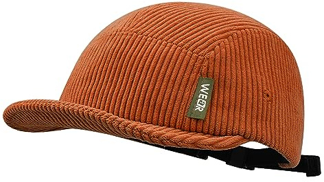 Croogo 5 Panel Hat for Men Women Corduroy Short Brim Caps Flat Brim Baseball Cap Urban Street Camper Hats,Brick Red-DSBH10