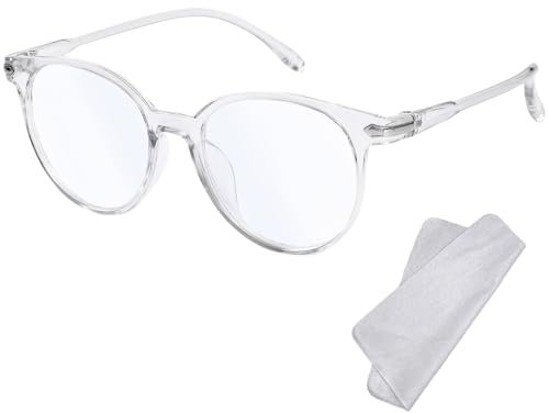 XFentech Blue Light Blocking Glasses - Fashion Oval Transparent Frame Reading Glasses Blue Light Eyeglasses Lightweight Anti Eyestrain Computer Gaming Eyewear Unisex