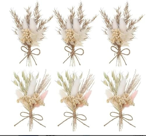 Trockenblumen,6 Bündel Trockenblumenstrauß,Mini Getrocknete Blumenstrauss, Trockenblumen Zum Basteln,Getrocknete Blumen Klein, für Bilderrahmen DIY Heim-Party Und Hochzeitsdekoration