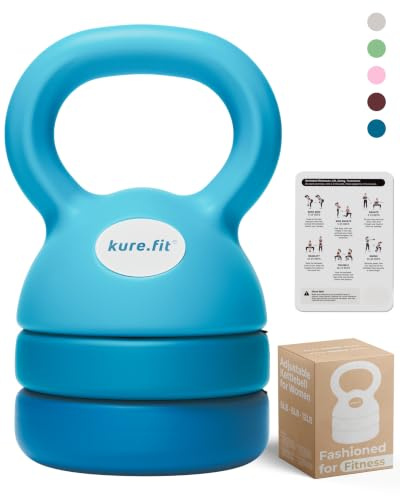 Adjustable Kettlebell for Women | 5LB, 8LB, 12LB | Home Strength Training | Kettlebell for women at home, with an illustrated exercise guide for beginner-friendly full-body strength training workouts.