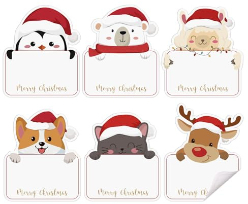 120 Pcs Christmas Labels - Stickers, Merry Christmas Tags, Self Adhesive Labels for Presents, Cards, Envelopes, Bags