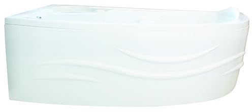 UNDADO, kit de bañera y delantal FANY, bañera de esquina 1/4 de círculo, 135 x 135 cm, 215 L, puntas antideslizantes, 5 patas de tornillo de ajuste de nivel incluidas, sin vaciado, grifería