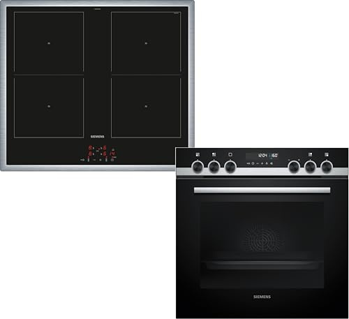 Siemens PQ521DB2ZM, iQ500 Einbau-Herd-Set, Bestehend aus HE578BBS4 Herd, 60 x 60 cm, Pyrolyse Selbstreinigung und Backautomatik, EM645CQB6E Induktionskochfeld, Kombi-Induktion, Edelstahlrahmen