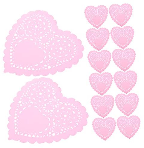 CONGARTENO 100 Pezzi Tovaglietta Centrini Di Pizzo Di Carta San Tovaglioli Decorazioni Piccolo Centrini Di Carta Bianca A Forma Di Decorare Girare Mini Tavoli Rosa