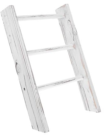 MUCKLILY Mini Échelle Porte-Serviettes Blanc Étagère Décorative Compacte pour Salle de Bain Cuisine Pratique aux Torchons pour Décoration Design Minimaliste