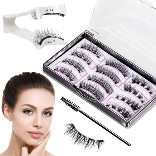 Magnetische Wimpern 3D Magnetische Wimpern Natürlicher Look Wimpern mit Applikator Zange Set,Wasserdicht und wiederverwendbar für Tägliches Make-up Oder Dating Hochzeit Party(6 Paare)