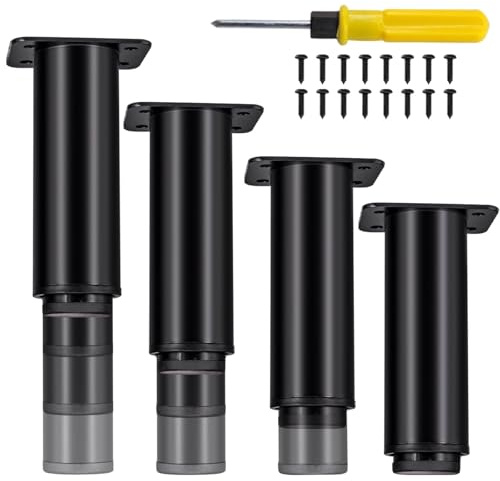 Jiaxitek 2Pcs 15-27 cm Metal Adjustable Furniture Legs, Adjustable Height Heavy Duty Bed Center Frame Support Leg,Legs for Kitchen Cabinet/Dresser/TV Stand/Sofa/Chair/Bed/Coffee Table
