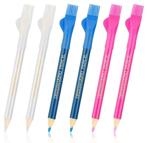 SWYZOR 6 Piezas Tiza costura, Lápiz de Marca de Costura, Lápiz de Marca de Costura, Bolígrafo Borrable, Modista Lápiz, Tiza Costura, Tiza Tela Marcador De Prendas De Vestir a Medida(Multicolor)
