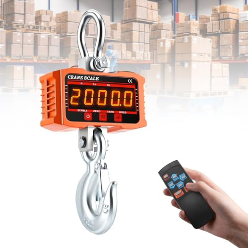 Balance de Grue 2000kg, 2T Balance Industrielle Numérique, Électronique Balance Suspendue de Haute Précision avec Télécommande et Ecran LCD pour les Machines de Précision, Usine, construction(2000kg)