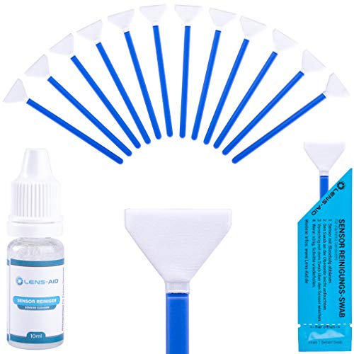 Lens-Aid Sensor Reinigungsset für Vollformat Kameras | Cleaning Kit mit 12x 24mm Mikrofaser Swabs (einzeln verpackt) & Flüssig-Reiniger | Kompatibel mit Canon Sony Nikon Panasonic Kamera