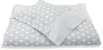 Baby sängkläder set för barn 100 x 130 bomull Oeko-TEX 2-delat babysängkläder: täcke/påslakan + örngott (grå stjärnor)