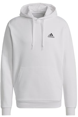adidas Hombre Essentials Fleece Hoodie, White / Black, XL