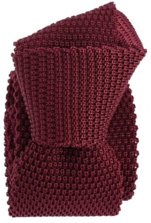 Tony & Paul. Cravate tricot. TONY, Soie. Rouge Bordeaux - Uni - FABRIQUE EN ITALIE.