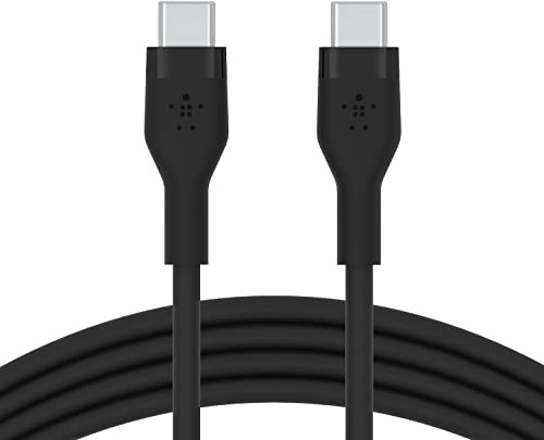 Belkin BoostCharge Flex silicone USB C charger cable, USB-IF certified USB type C to USB type C charging cable for iPhone 16, 15, Galaxy S24, S23, iPad, MacBook, Note, Pixel and more - 3m, black