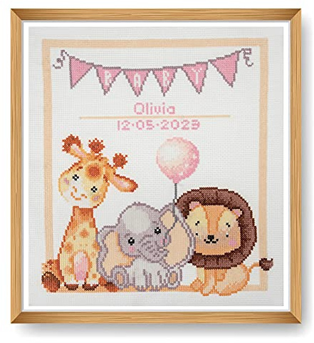 Trimits Kit per punto croce grande, ricamo a punto croce, per adulti, principianti, bambini, regali di Natale (cornice non inclusa), 11 pezzi, bambino