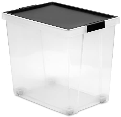TATAY Aufbewahrungsbox mit Deckel 60 L Mehrzweck - Style | Deckel mit Scharnier inkl. | Stapelbares und leichtes Design | Rollen inkl. | BPA-freier Kunststoff | 37x51x45 cm, Schwarz