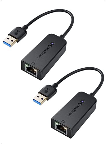 Cable Matters 2-Pack USB 3.0 to Gigabit Ethernet Adapter, USB to Ethernet Adapter 10/100/1000Mbps, Plug & Play for Windows, macOS & ChromeOS, Wake-on-LAN, Black (Not for Smart TV/Android)