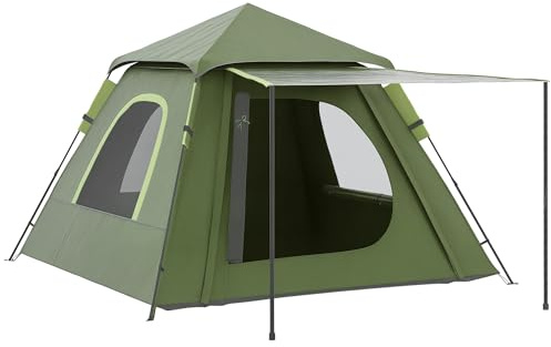 Outsunny Tienda de Campaña Pop-up para 2-3 Personas Portátil Tienda de Camping Ligero Impermeable 2000 mm Protección UV50+ Tienda de Acampada con Ventana 210x210x150 cm Verde