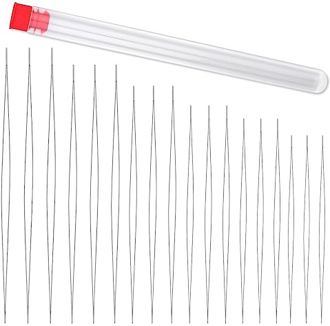 Aiguilles à perler 18pcs, aiguilles à perler Big Eye, 6 tailles, aiguilles à coudre en acier inoxydable pour broderie, avec bouteille d'aiguille