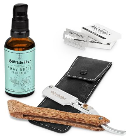 Störtebekker® Premium Konturen Set - Hochwertiges Rasierset für eine perfekte Rasur - inklusive Rasiermesser und Rasieröl - Premium Rasur und Bartpflege Set für Männer - ideale Geschenkidee Herren