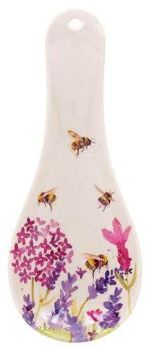 Lesser & Pavey Jennifer Rose Gallery Repose-cuillère Lavande et abeilles pour cuisine et maison | Joli support de cuillère britannique pour accessoires de cuisine | Repose-cuillère résistant à la