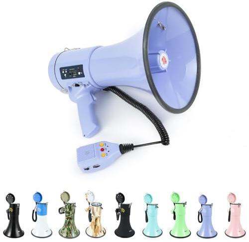 Roar of Lion Bullhorn Megaphone with Siren & Volume Control/Recorder - Waterproof 25W Reliable and Consistent Performance, 240-sec Voice Recording with Maximum Range 1312Yards, (Pastel Purple)