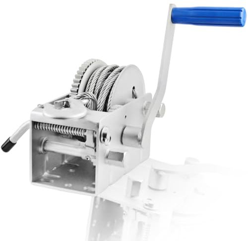 Husar Winch Argano Manuale da 3300 lbs | 1496 kg con Cavo in Acciaio da 8m, Realizzato in Acciaio Inossidabile,Freno a Cricchetto A Semplice Effetto- Verricello Manuale Per Barche,Rimorchi,Industria