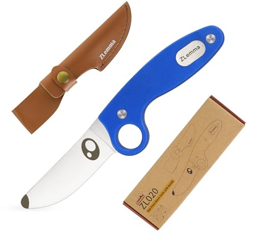 ZLemma Kindermesser Schnitzmesser und Outdoormesser für Kinder, scharf mit Scheide und Gürtelhalterung, div Farben (Blue)