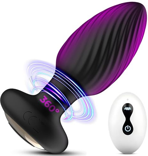 Skurk Plug Anale Vibrante con 360° di Rotazione e 14 Modalità - Prostata Vibratore per Uomo con Telecomando - Massaggiatore Anale e Dilatatore